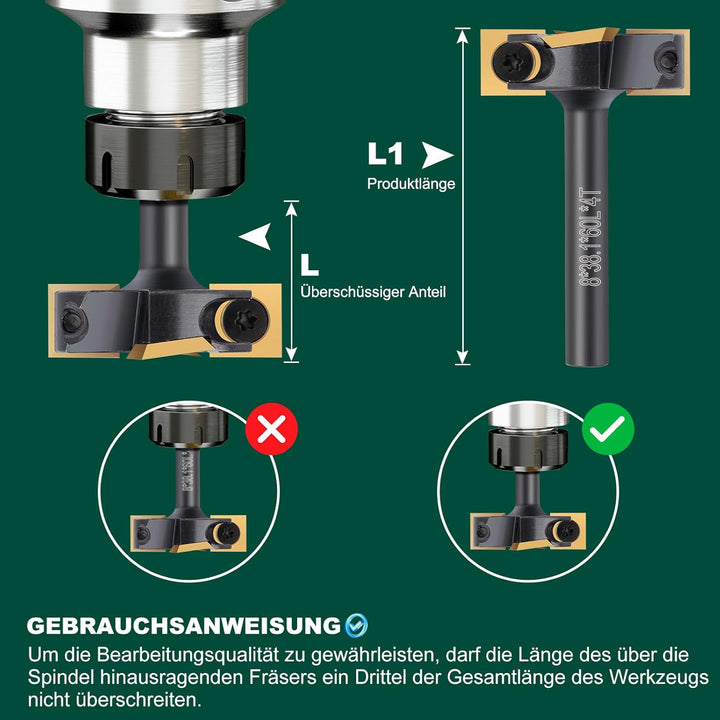 BALUGAEA Planfräser 8mm Schaft Durchmesser 38,1 mm Hobelfräser Holz Abflachfräser mit TiN-besch Hart