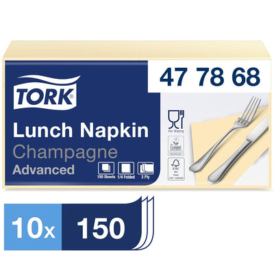 Tork 477868 Soft Lunch Servietten Champagner / 3lagige, saugfähige Papierservietten in Gelb / Vielfä