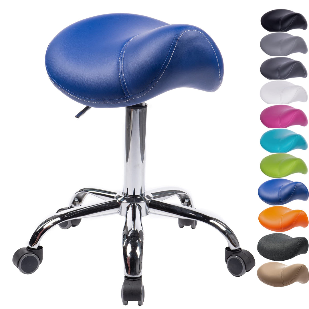 1stuff® Sattelhocker Sattelstuhl MULY - Sitzhöhe bis ca. 74cm - ergonomischer Rollhocker Bürohocker