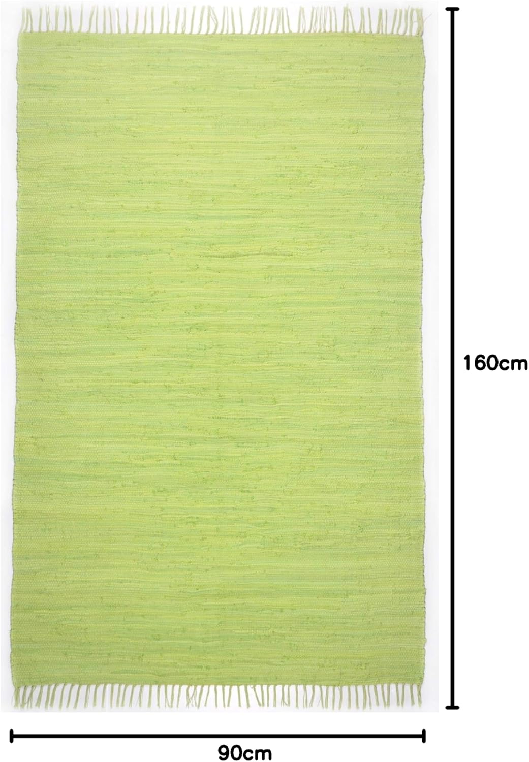 Theko | Dhurry Teppich aus 100% Baumwolle Flachgewebe Teppich Happy Cotton | handgewebt | Farbe: Grü