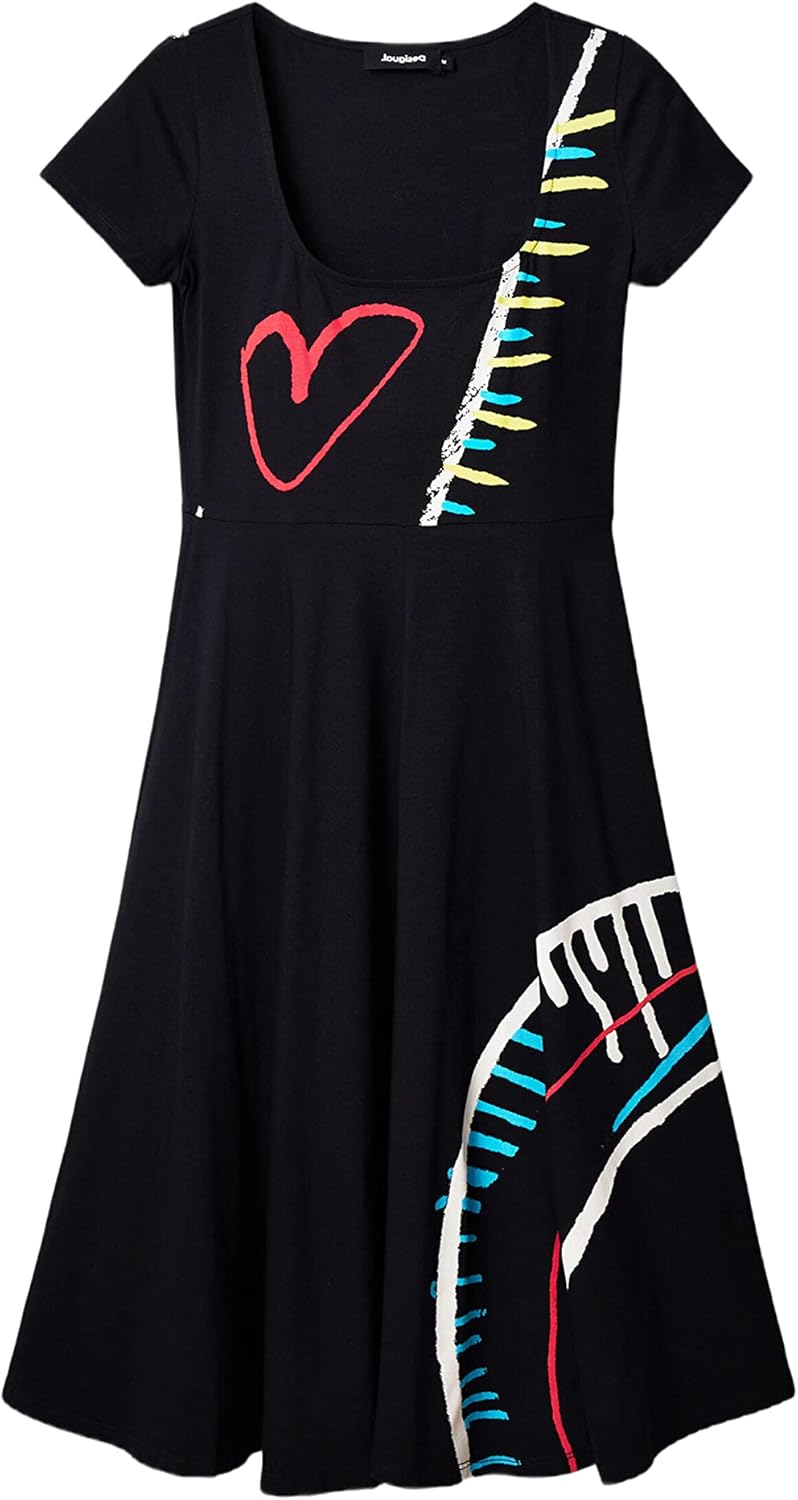 Desigual Damen Woman Knit Dress Short Sleeve Dress M Schwarz, M Schwarz