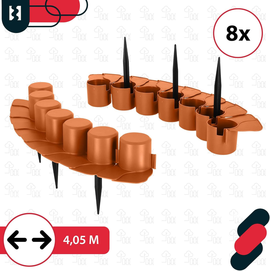 KOTARBAU® Garten-Palisade 60mm x 4,05m Ziegelrot zum Abgrenzen von Rasen und Gehwegen, Ziegelrot
