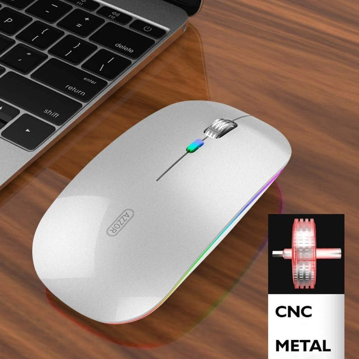 Uiosmuph G12 Maus Kabellos, LED 2.4G Leise Funkmaus Wiederaufladbar Wireless Mousemit Nano USB Empfä