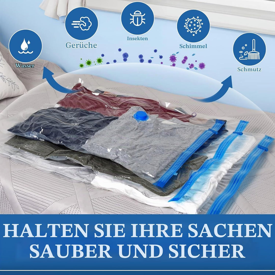 Vakuumbeutel für Kleidung mit Elektrischer Luftpumpe, 12 Stück Vakuumbeutel für Bettdecken, 3 Jumbo,