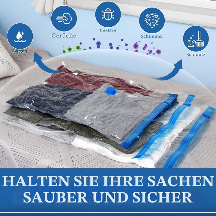Vakuumbeutel für Kleidung mit Elektrischer Luftpumpe, 12 Stück Vakuumbeutel für Bettdecken, 3 Jumbo,