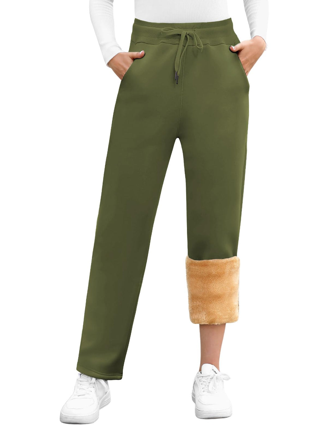 UMIPUBO Gefütterte Jogginghose Damen Warm Fleece Freizeithose Winter Thermo Fleecehose High Waist Sw