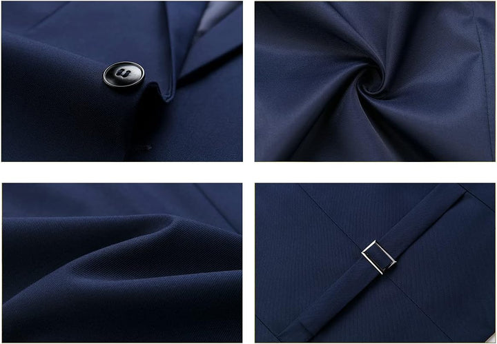 KUDORO Herren Anzüge 3-teilig Slim Fit Eine Knöpfe für Hochzeit Business Herrenanzug Sakko Weste Hos