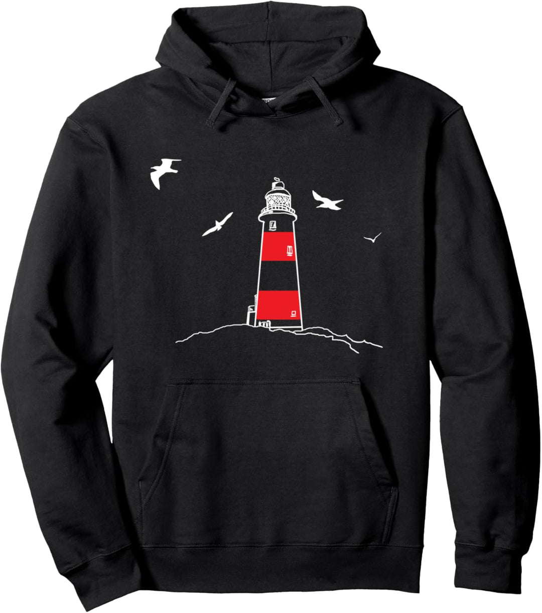 Leuchtturm Möwen Meer Ostsee Nordsee Küste Urlaub Zeichnung Pullover Hoodie