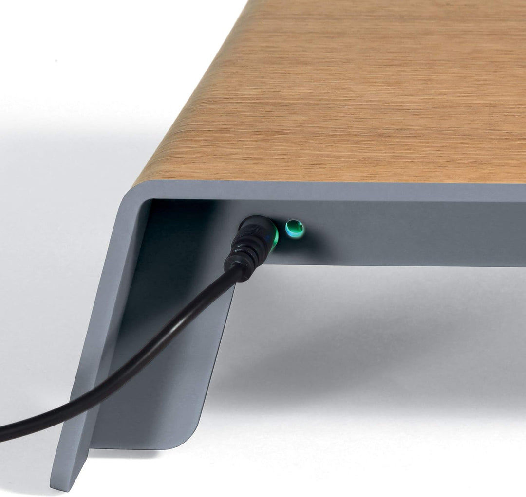SIGEL SA405 Monitorständer mit USB & induktivem Laden, Metallic-Holz-Optik, Acryl, 52 x 25 x 8 cm, M