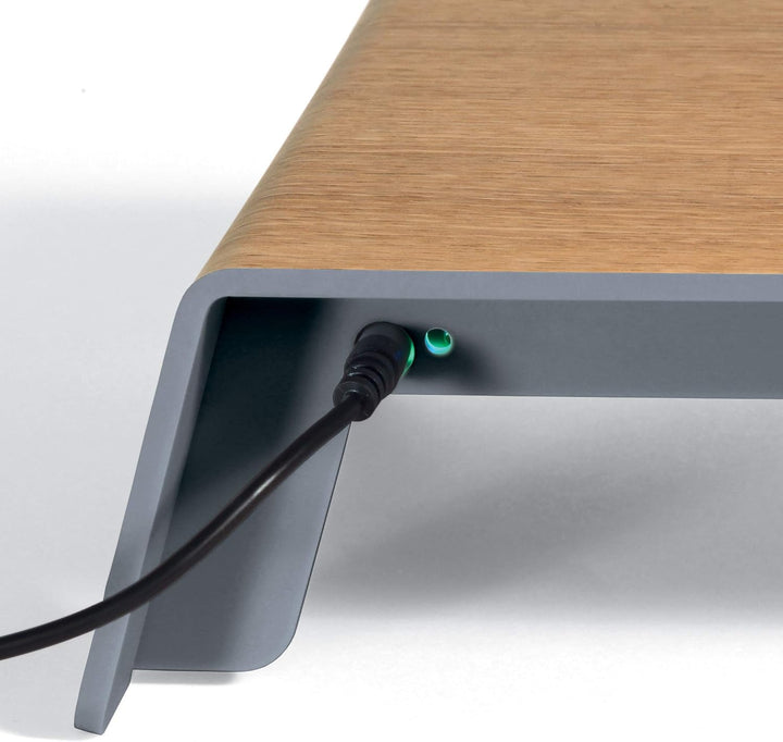 SIGEL SA405 Monitorständer mit USB & induktivem Laden, Metallic-Holz-Optik, Acryl, 52 x 25 x 8 cm, M