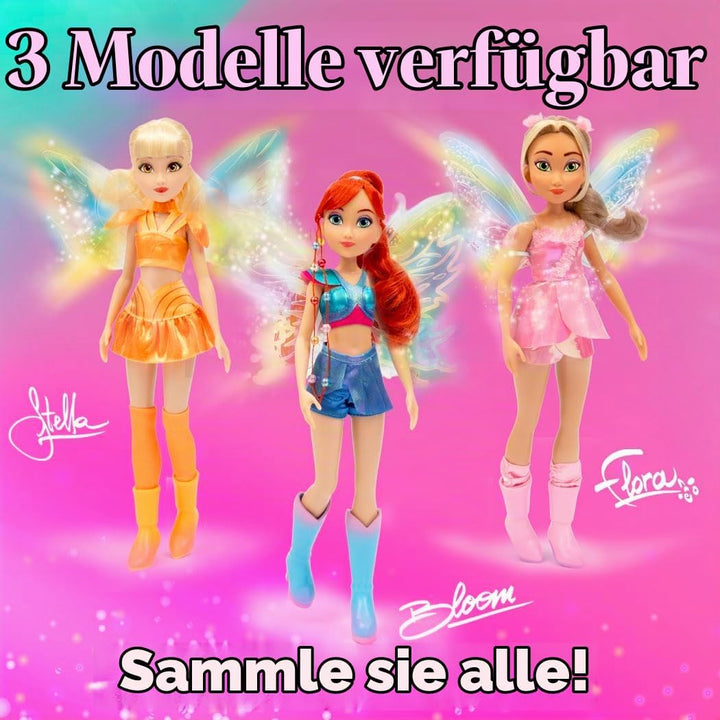 Winx Fairy Light Up Wings Doll – Flora with Sparkling Outfit &amp; Glowing Wings – 27cm Fashion Doll wit