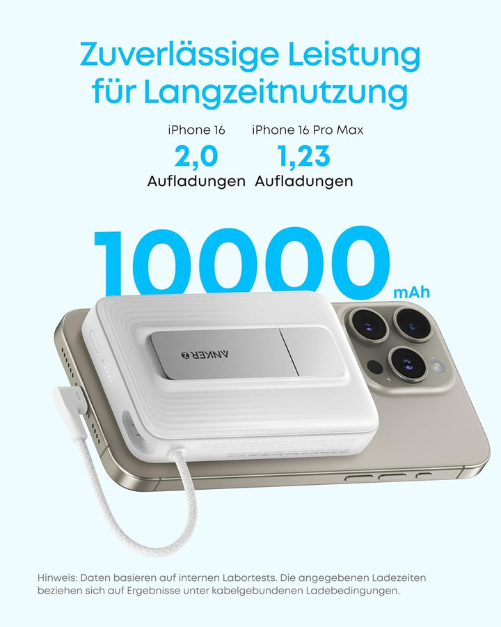Anker Zolo magnetische Powerbank, 10K kabelloses Ladegerät, 30W Max. Schnellladen, integriertes USB-