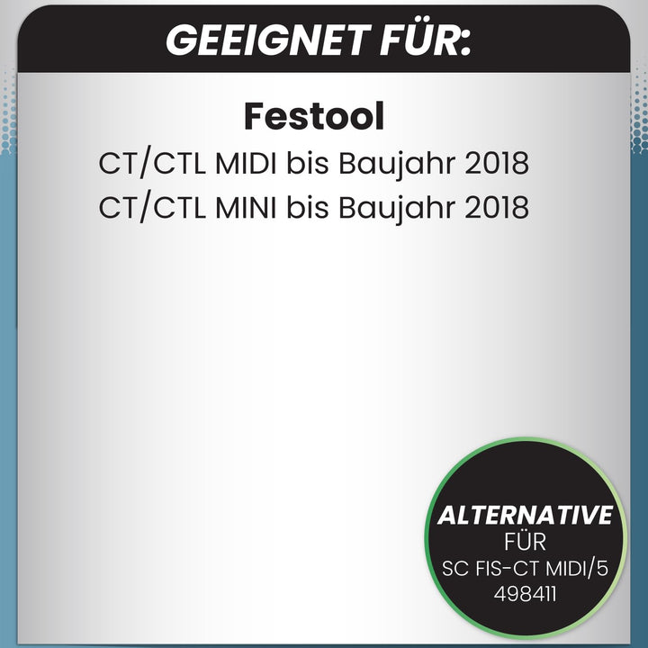 McFilter I 20 Staubsaugerbeutel geeignet für Festool CT CTL MIDI bis Bj. 2018 Absaugmobil, Alternati
