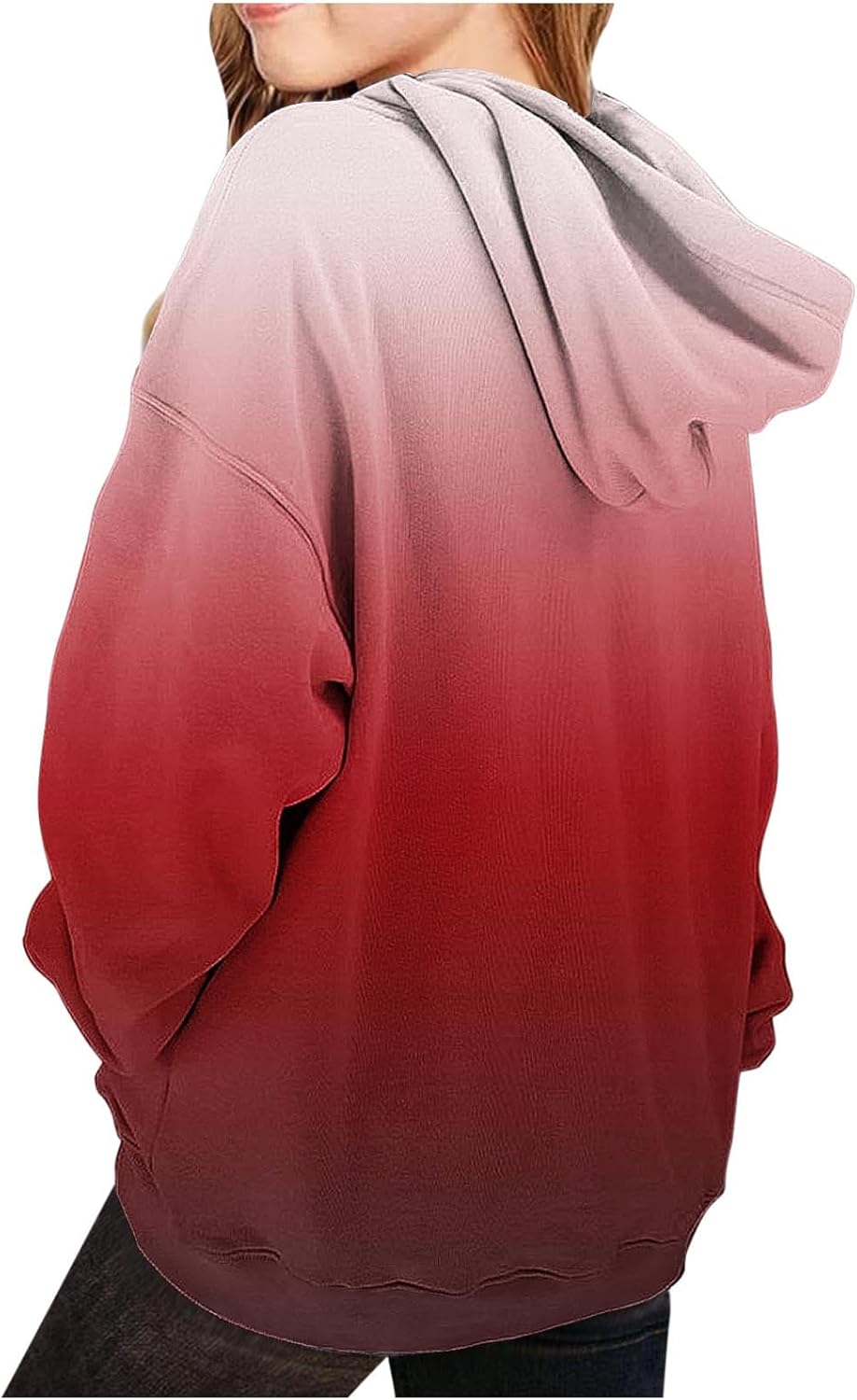 Hoodie Mädchen Oversize Kapuzenpullover Farbverlauf Mode Sweatshirt Casual Pullover mit Kapuze Tasch