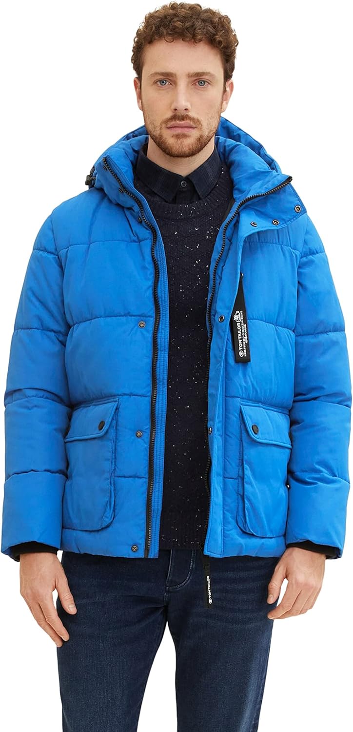 TOM TAILOR Herren puffer jacket with hood M 19168 - Hockey Blue, M 19168 - Hockey Blue