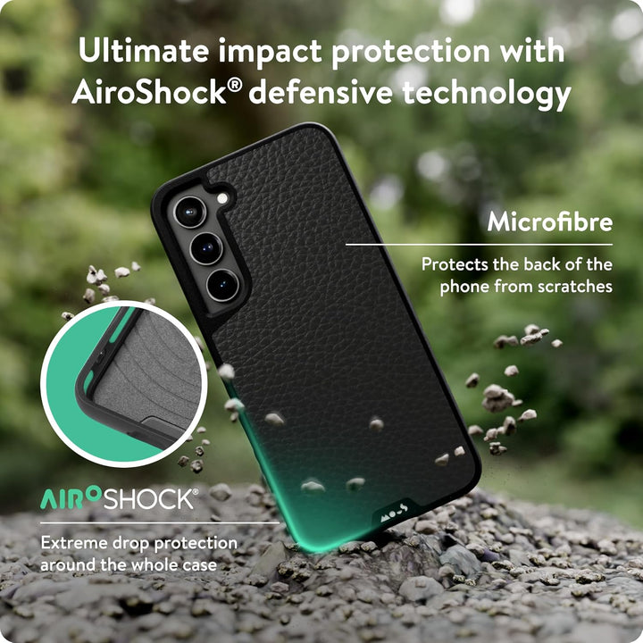 Mous - Hülle für Samsung Galaxy S23 - Schwarzes Leder - Limitless 5.0 - Handyhülle S23 MagSafe-Kompa