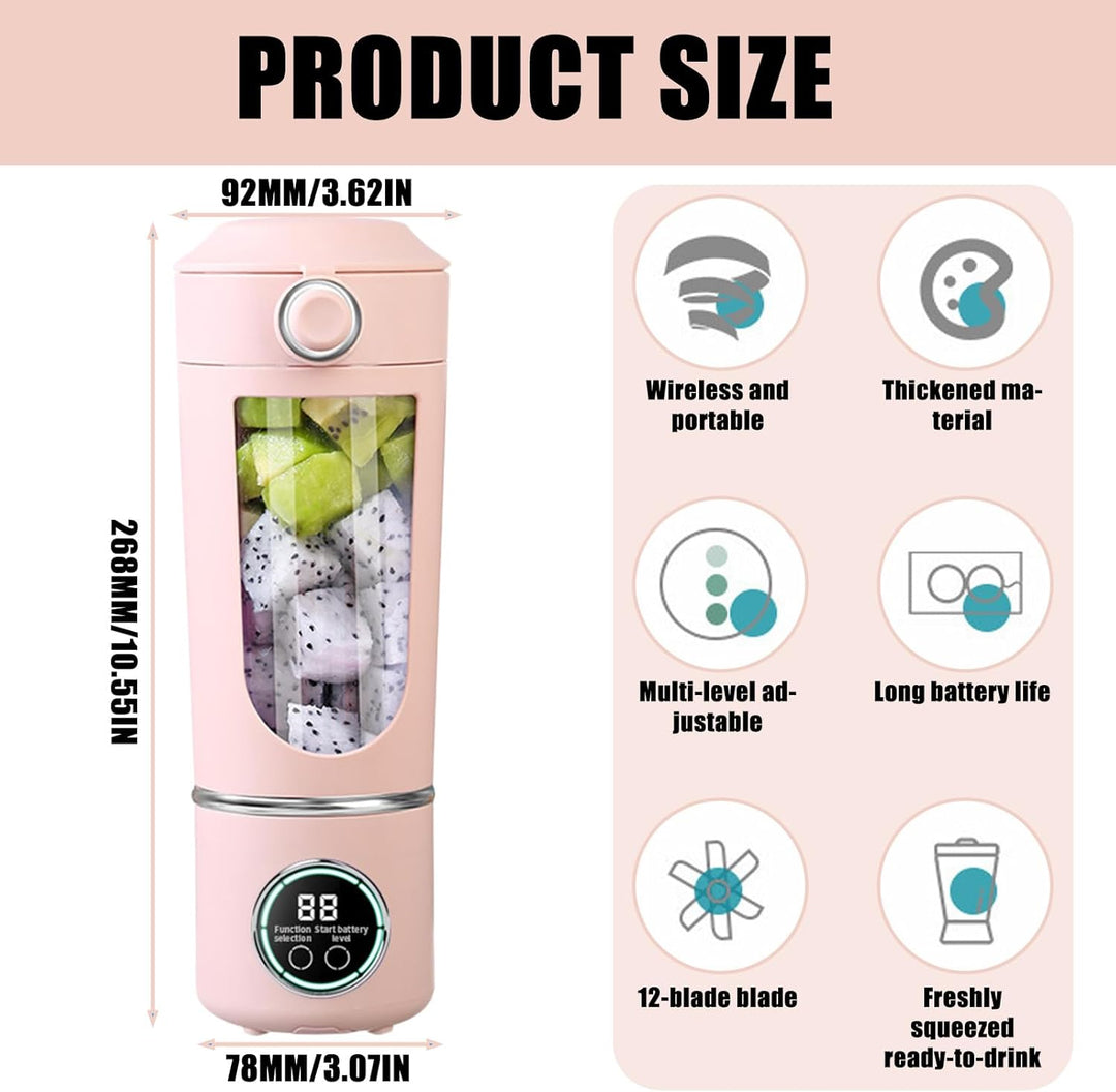 Klein Tragbarer Mixer, 700ml Maker to Go Mini-Standmixer Portable Blender mit 12-Klingen Edelstahl u