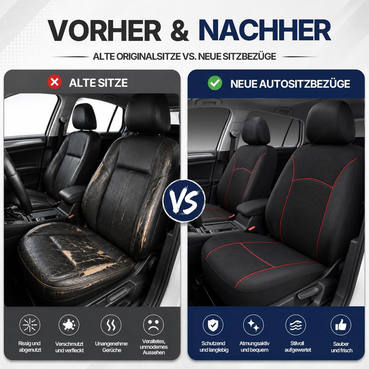 AUTOYOUTH Sitzbezug Auto Vordersitze mit Kopfstützenbezügen – Autositzschoner aus atmungsaktivem Sto