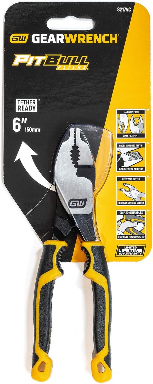 GEARWRENCH Pitbull Gleitgelenkzange, 15,2 cm, Doppelmaterial – 82174C 6" Gleitgelenkzange, 6" Gleitg