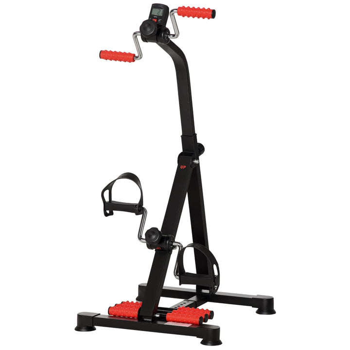 HOMCOM Pedaltrainer für Senioren Höhen- und Längenverstellbar Mini Heimtrainer mit Griff LCD Display