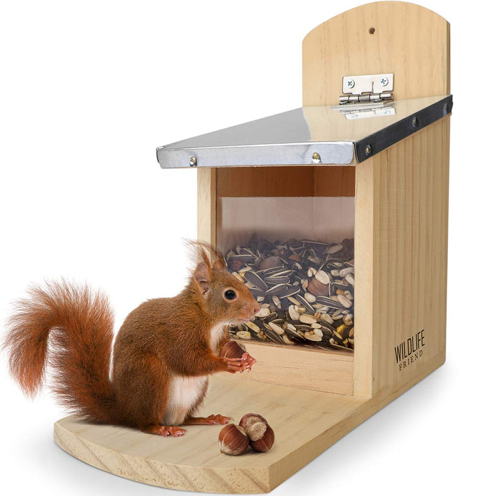 WILDLIFE FRIEND I Eichhörnchen Futterhaus - fertig montiert aus Kiefernholz &amp; 100% wetterfest I 11x2
