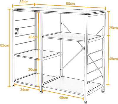 soges Bäckerregale Küchenregal Standregal Mikrowellenhalter Bäcker Regal Haushaltsregal mit 3 Ablage