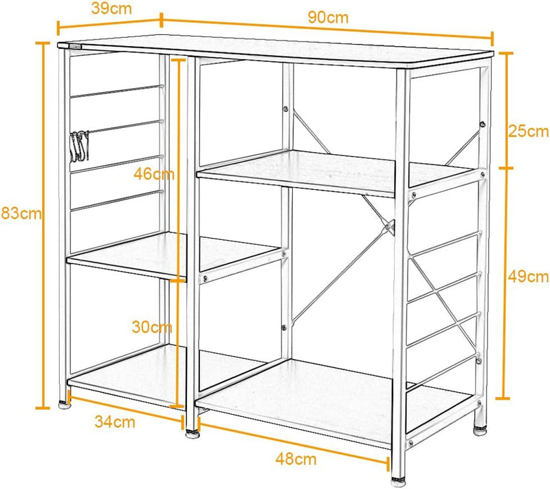 soges Bäckerregale Küchenregal Standregal Mikrowellenhalter Bäcker Regal Haushaltsregal mit 3 Ablage