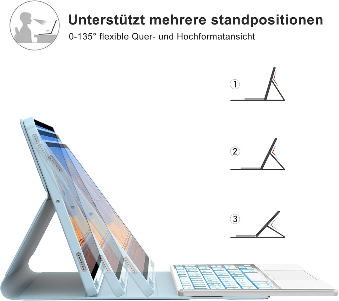 Tastatur für Samsung Galaxy Tab S9FE/S10FE 10.9", Hülle Tastatur Galaxy Tab S9/S10FE 2025 con Touchp