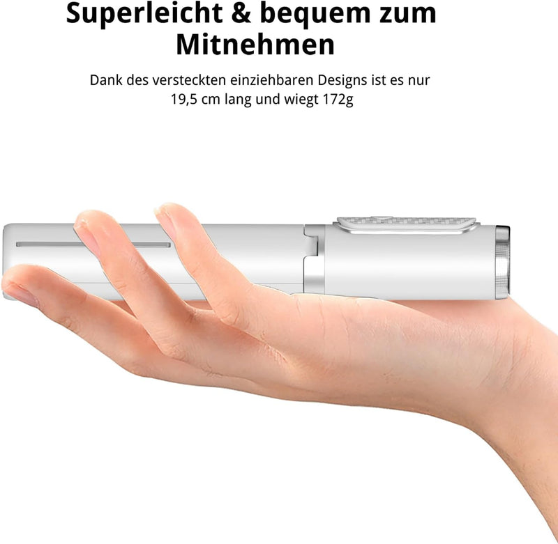 ATUMTEK Bluetooth Selfiestick Stativ, Mini Erweiterbar 3 in 1 Selfie Stange aus Aluminium mit Kabell