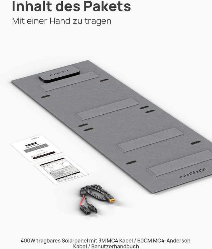 AFERIY Faltbares Solarpanel 400W Solarmodul ETFE für Tragbare Powerstation und Outdoor Solargenerato