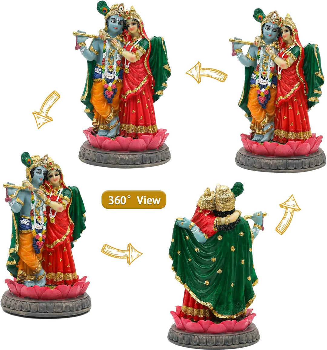 alikiki Indische Statue Radha Krishna – 14 cm H hinduistische Göttin Radha und Gott Krishna Skulptur