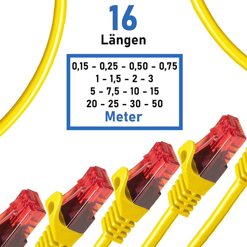 BIGtec - 10 Stück - 25m Gigabit Netzwerkkabel Patchkabel Ethernet LAN DSL Patch Kabel gelb (2x RJ-45