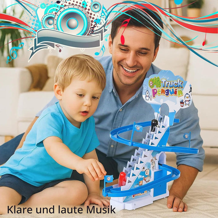 ARSUK Elektronische Musik Ente treppensteigen Spielzeug, Rennbahnen, Playful Penguin Race, achterbah
