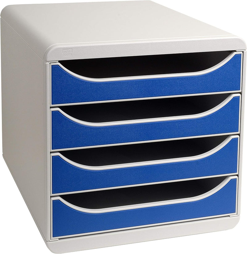 Exacompta 310003D Premium Ablagebox mit 4 Schubladen für DIN A4+ Dokumente. Belastbare Schubladenbox