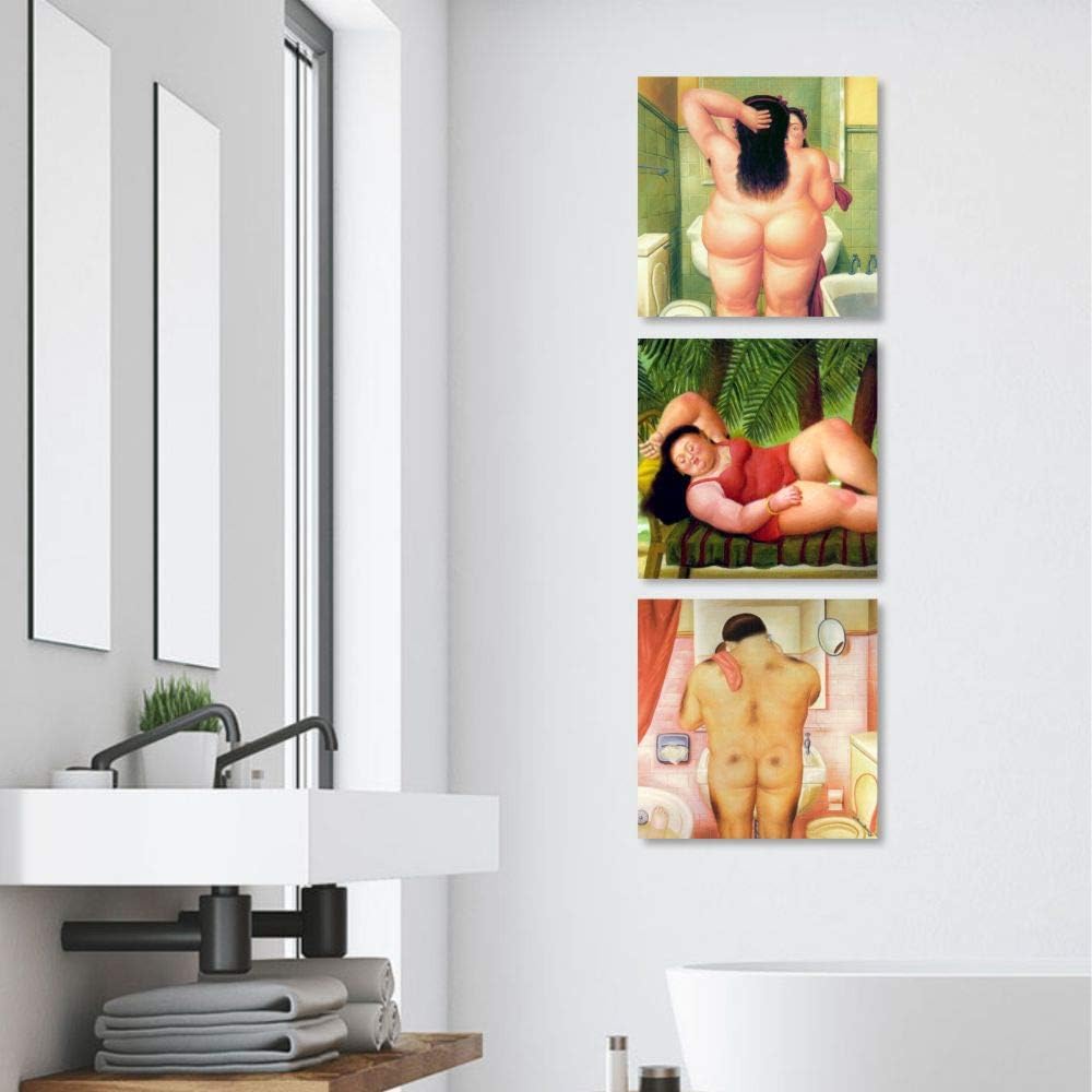 Gemälde L&C Italia Botero 1 – Bilder für das Badezimmer, modern, Vintage, 25 x 25 cm, Set von kleine