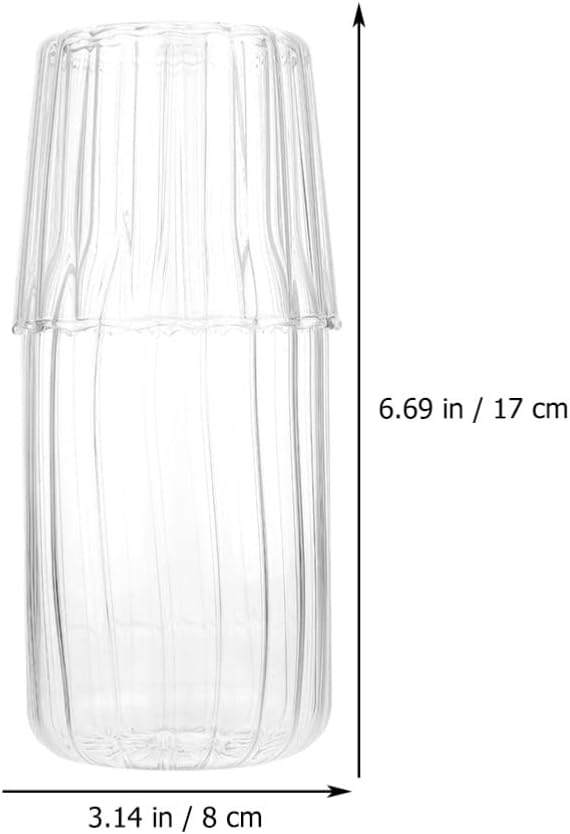 Operitacx 2 Sets Nachtnacht Wasser Karaffe mit Becher Glas Set für Schlafzimmer Nachttisch Kaltes Wa