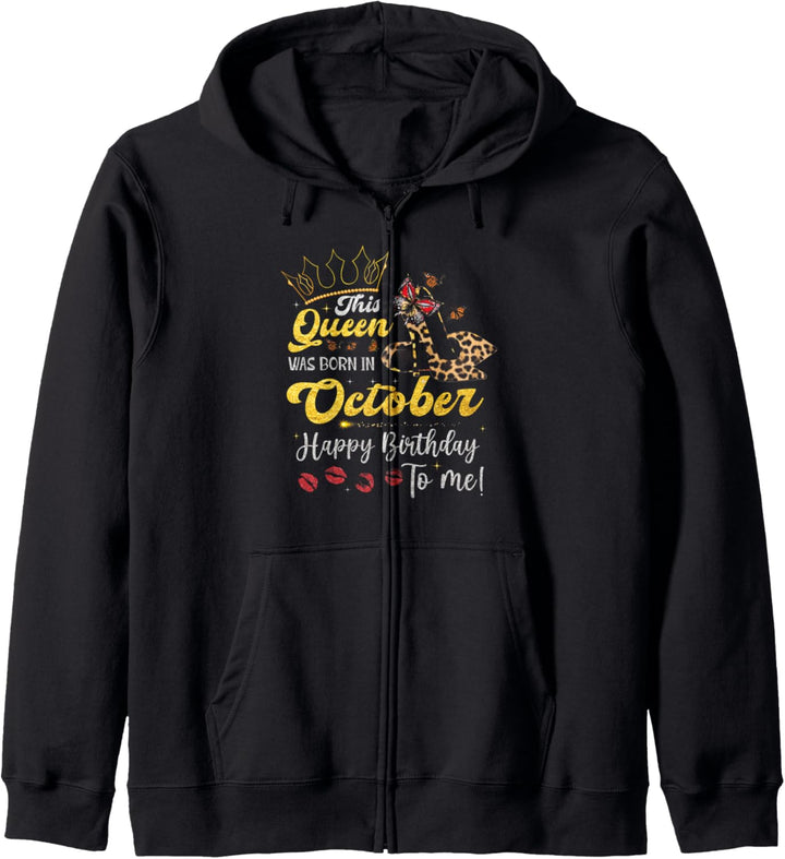 Diese Königin wurde im Oktober geboren Alles Gute zum Geburtstag Ich Leopard Kapuzenjacke