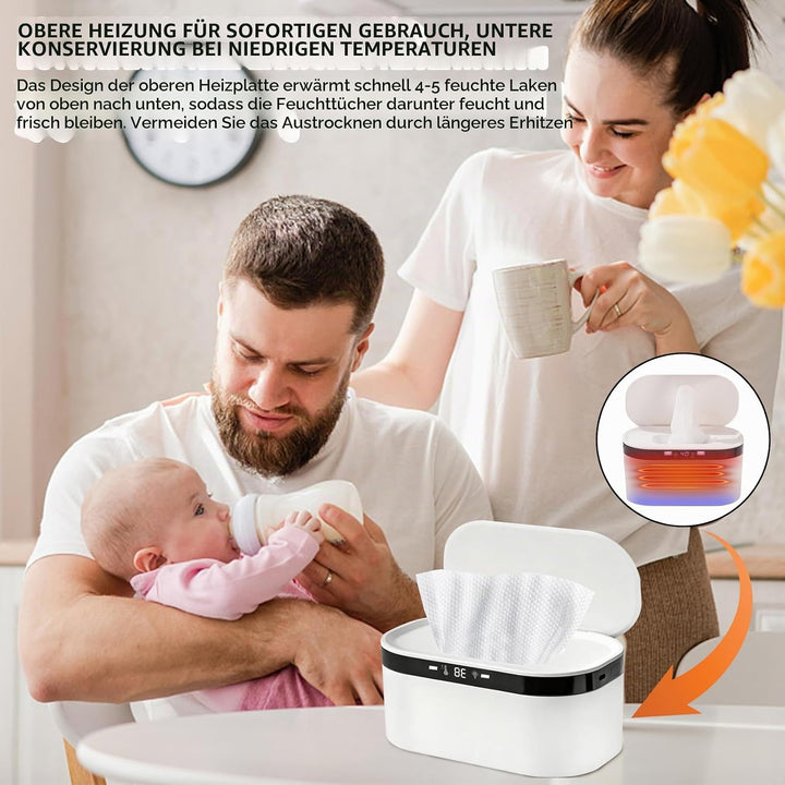 Feuchttuch Wärmer, 3 Heizstufen &amp; Konstanttemperatur 10W USB Wipes Warmer mit LED-Nachtlicht Schnell
