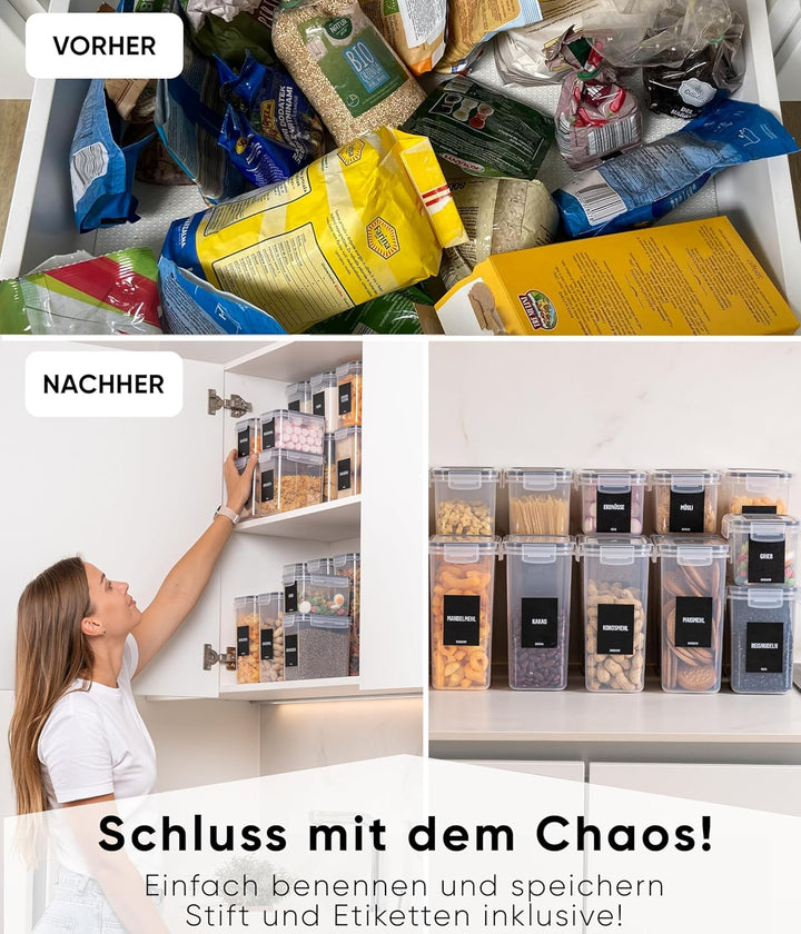 Deco haus Vorratsdosen mit Deckel 24 Set L - Aufbewahrungsbox Küche Luftdicht Vorratsbehälter - Fris