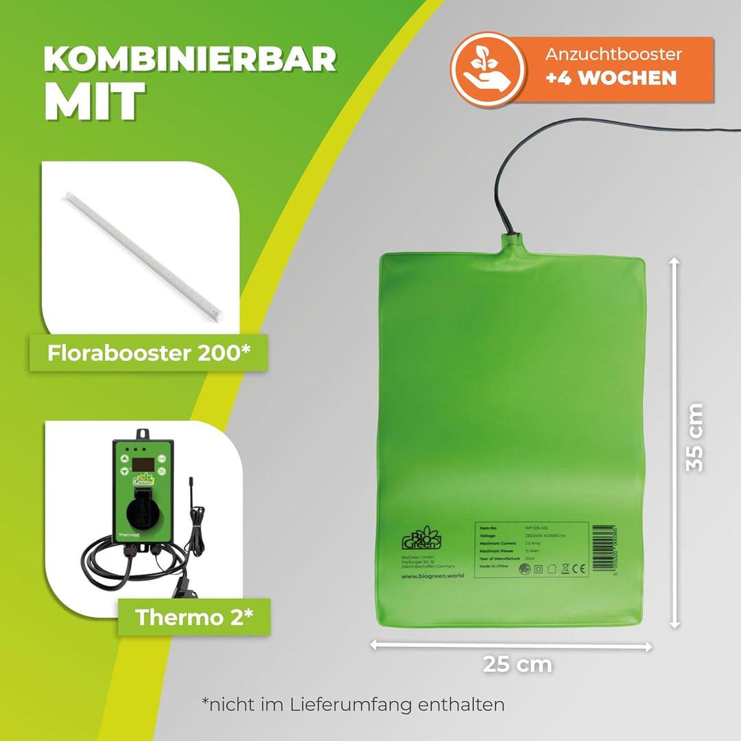 Bio Green Anzucht Wärmeplatte, grün, flexibel, 25 x 35 cm,