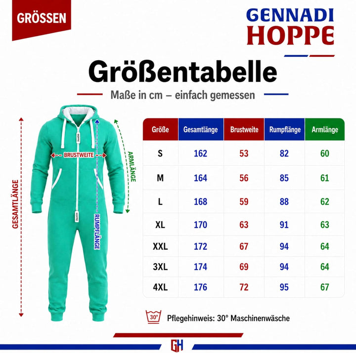Gennadi Hoppe Herren Jumpsuit Onesie Jogger Einteiler Overall Slim Fit S Grün (Green), S Grün (Green