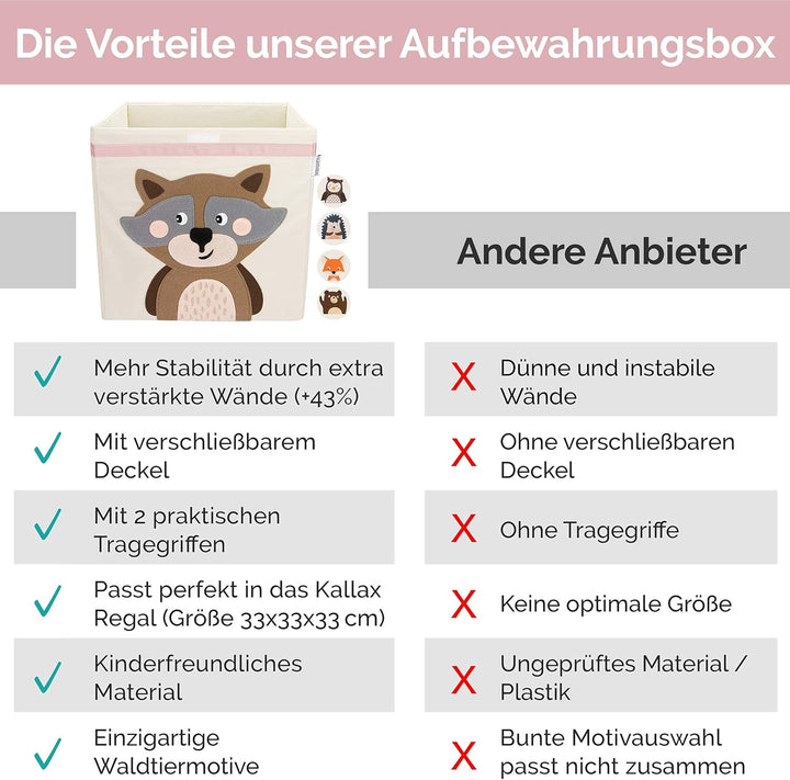 GLÜCKSWOLKE Kinder Aufbewahrungsbox - 15 Motive I Spielzeugkiste mit Deckel für Kinderzimmer I Spiel