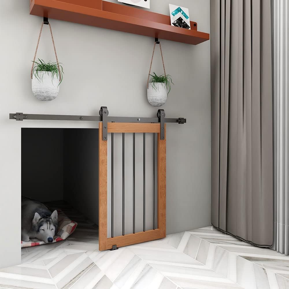 BONIKLUBA 3.5FT/108cm Mini Schiebetür-Hardware-Kit für Eintürige TV-Ständer, Kleiner Kleiderschrank