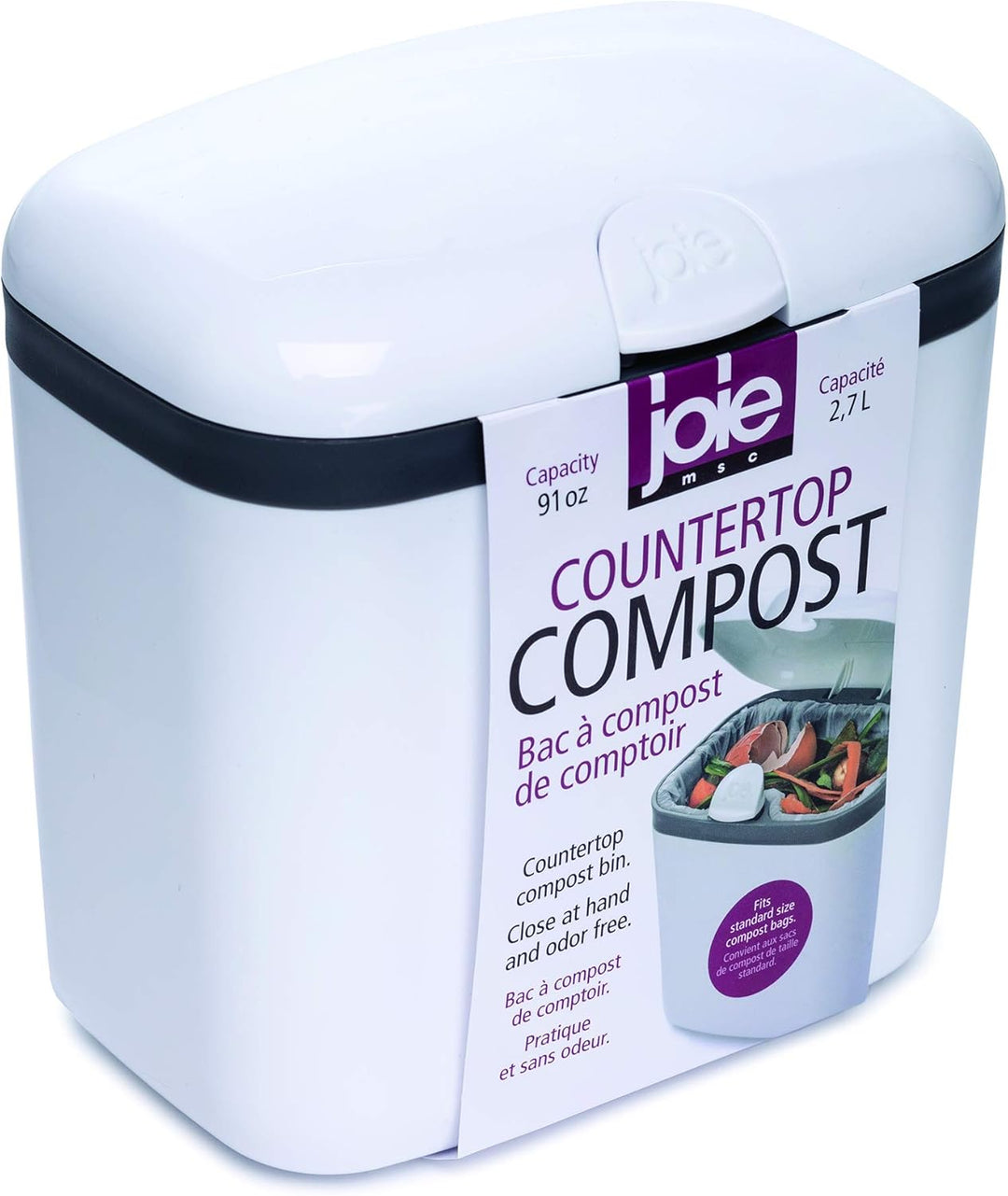 Joie Kitchen Gadgets Aufsatz-Mülleimer für Kompost, 2,7 l Fassungsvermögen, BPA-freier Kunststoff, v