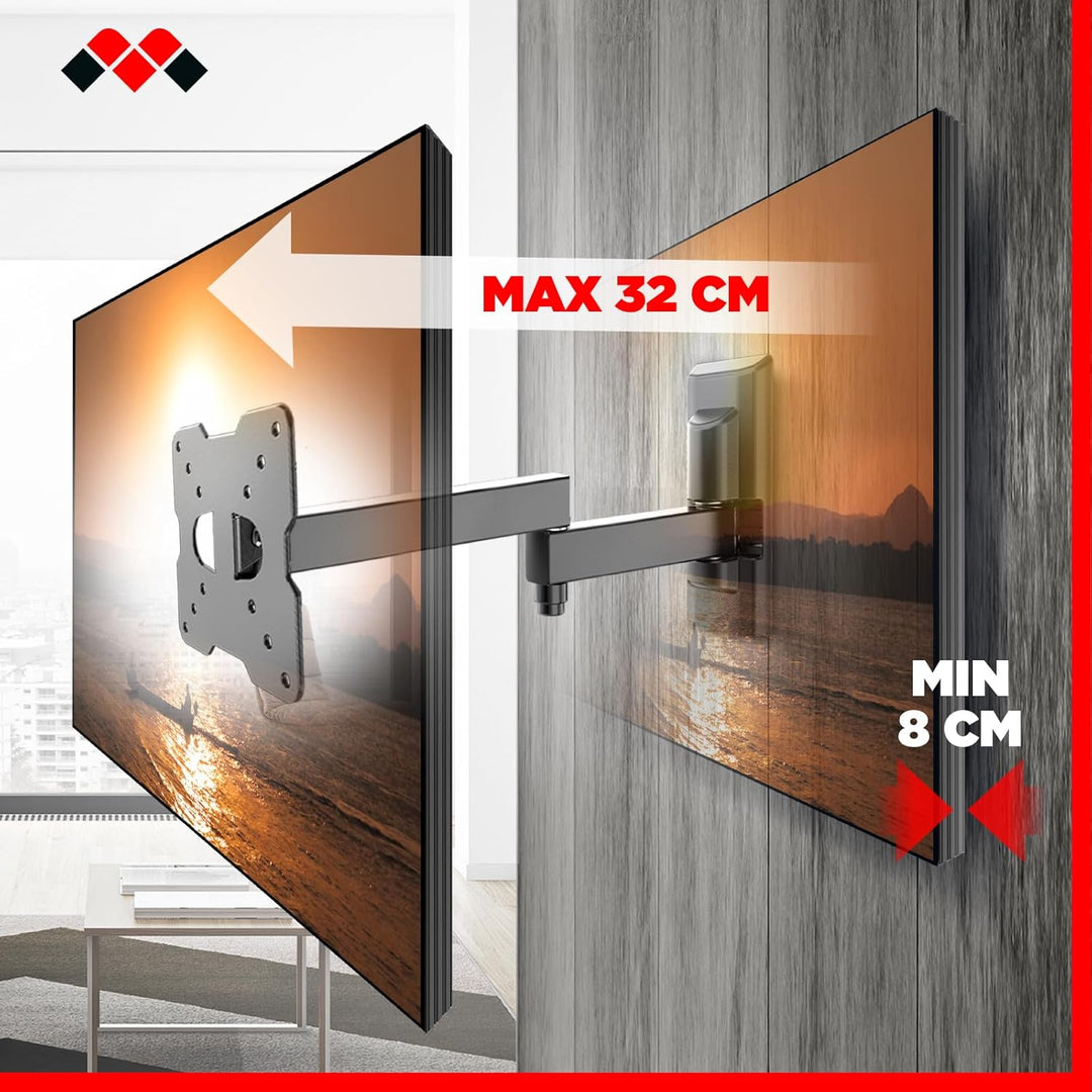 Meliconi SPACE SYSTEM FULLMOTION 100, TV-Wandhalterung mit Doppelrotation, Wandhalterung für Flachbi