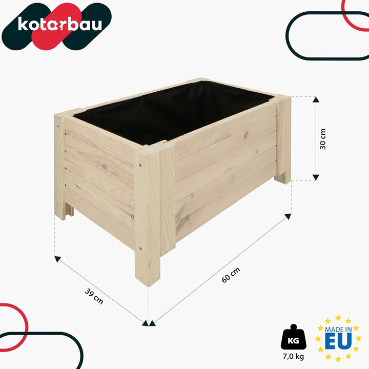 KOTARBAU® Blumenkasten - 60 x 39 x 30 cm - Pflanzkasten mit Vlies - Pflanzkübel gross aussen - Balko