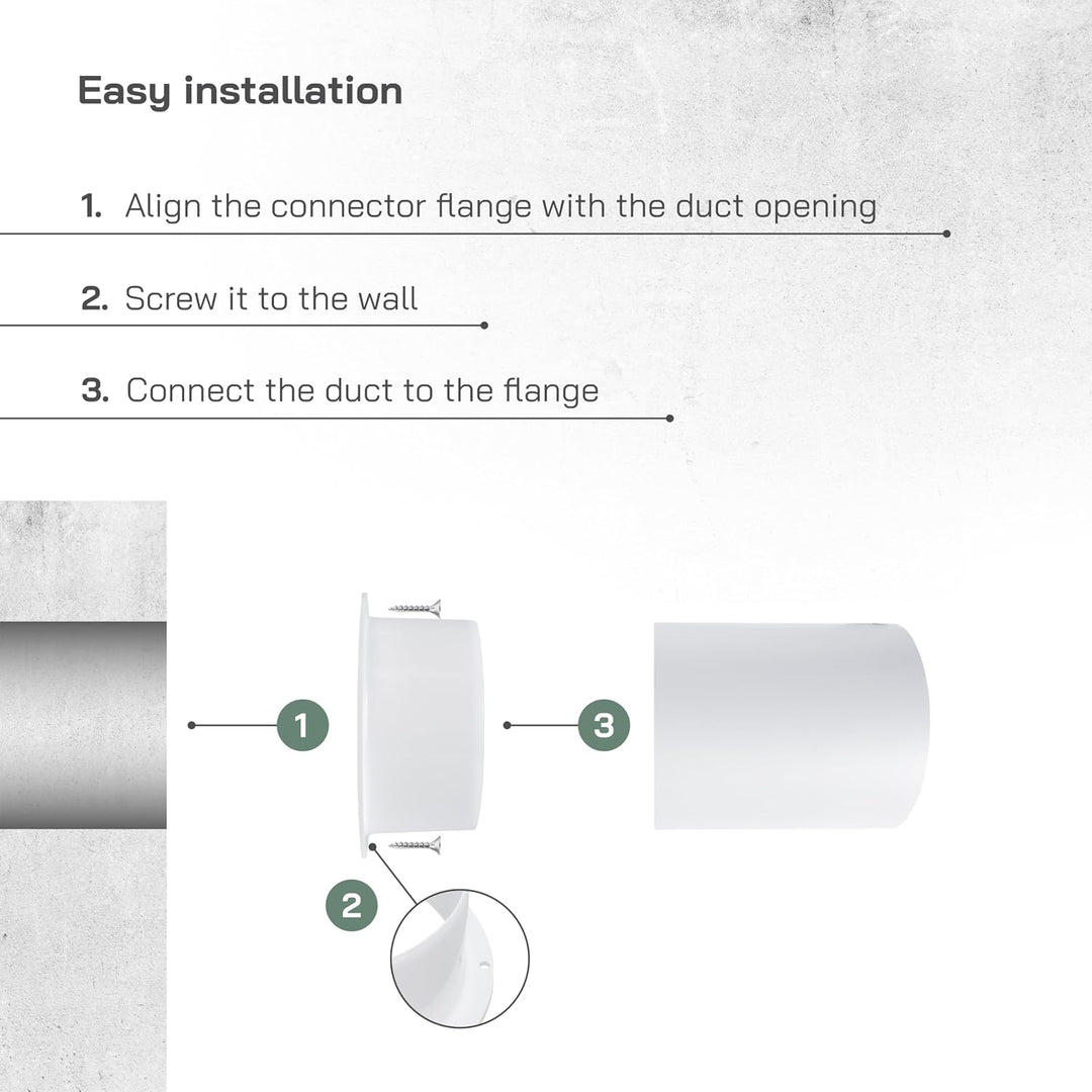 Vent Systems 125 mm 3 Stück Lüftungskanalverbinder Flansch gerade Lüftungsrohr Kunststoff Kanalverbi