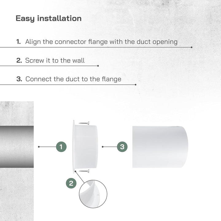 Vent Systems 125 mm 3 Stück Lüftungskanalverbinder Flansch gerade Lüftungsrohr Kunststoff Kanalverbi