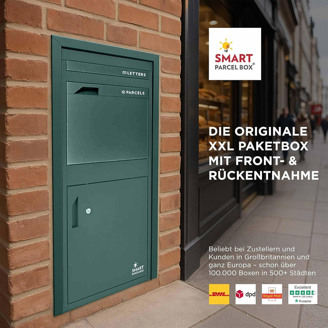 SMART PARCEL BOX XXL Paketbox für draussen, Paketbriefkasten zum Einbauen, zur Wandmontage oder frei