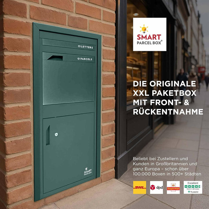 SMART PARCEL BOX XXL Paketbox für draussen, Paketbriefkasten zum Einbauen, zur Wandmontage oder frei